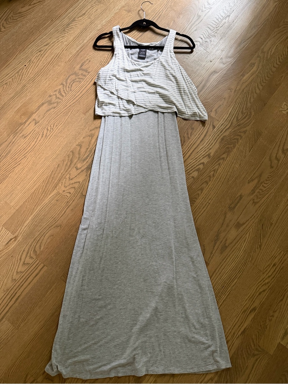 Chelsea & Theodore Light Gray Layered Maxi Dress